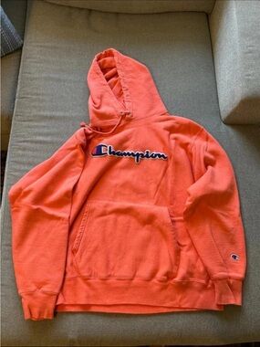 Champion Bright Coral/Orange Reverse Weave Hoodie